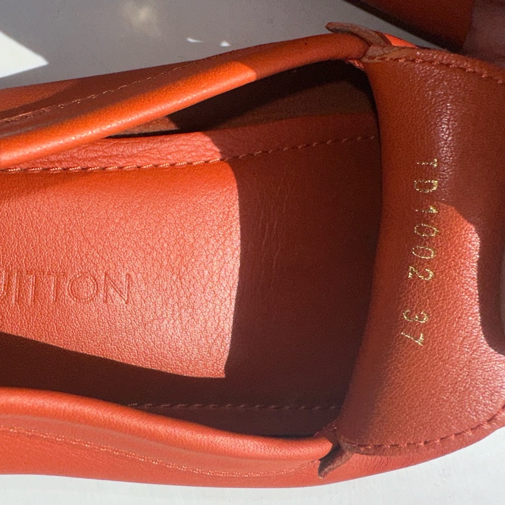 Louis Vuitton Orange Leather Loafers - Size 7 - Picture 10 of 16